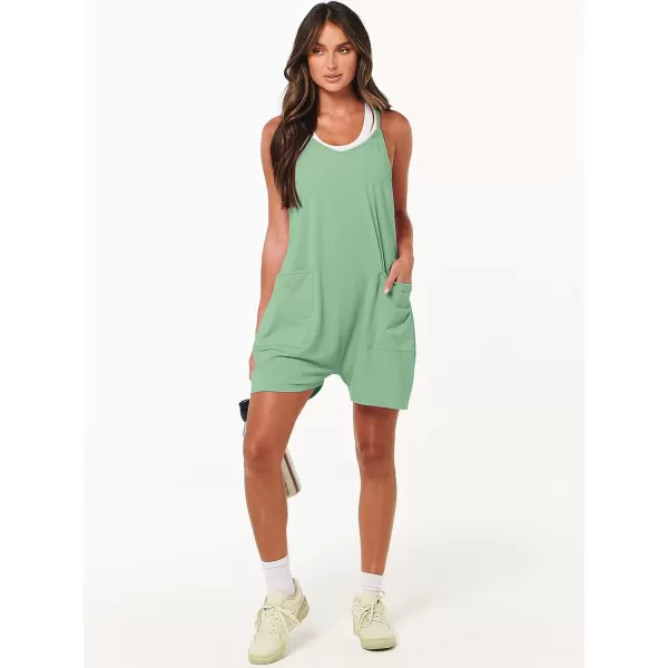 imageANRABESS Womens Summer Casual Sleeveless Rompers Loose Spaghetti Strap Shorts Overalls Jumpsuit with Pockets04light Green