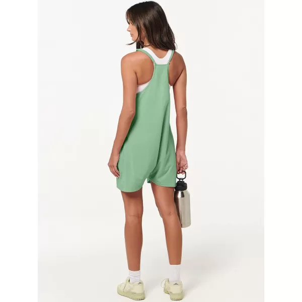 imageANRABESS Womens Summer Casual Sleeveless Rompers Loose Spaghetti Strap Shorts Overalls Jumpsuit with Pockets04light Green