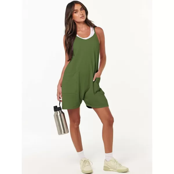 imageANRABESS Womens Summer Casual Sleeveless Rompers Loose Spaghetti Strap Shorts Overalls Jumpsuit with Pockets06green