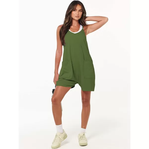 imageANRABESS Womens Summer Casual Sleeveless Rompers Loose Spaghetti Strap Shorts Overalls Jumpsuit with Pockets06green