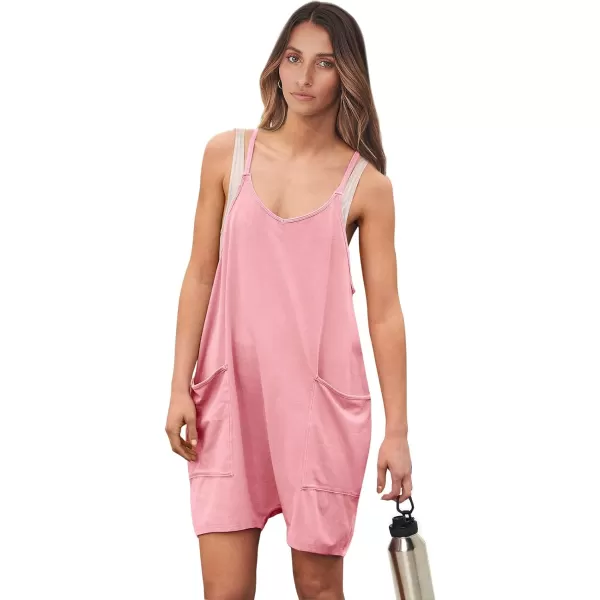imageANRABESS Womens Summer Casual Sleeveless Rompers Loose Spaghetti Strap Shorts Overalls Jumpsuit with Pockets08pink