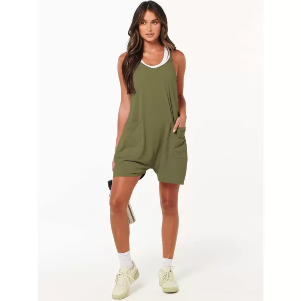 imageANRABESS Womens Summer Casual Sleeveless Rompers Loose Spaghetti Strap Shorts Overalls Jumpsuit with Pockets09army Green