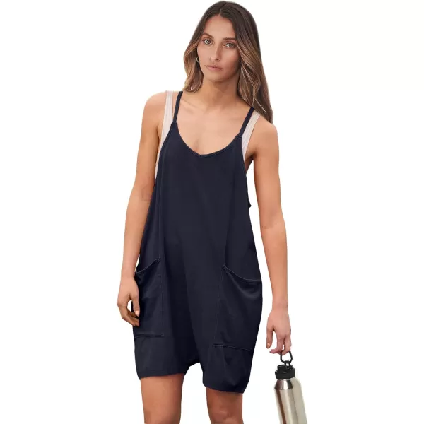 imageANRABESS Womens Summer Casual Sleeveless Rompers Loose Spaghetti Strap Shorts Overalls Jumpsuit with Pockets10navy Blue