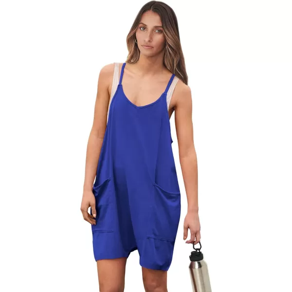 imageANRABESS Womens Summer Casual Sleeveless Rompers Loose Spaghetti Strap Shorts Overalls Jumpsuit with Pockets12royal Blue