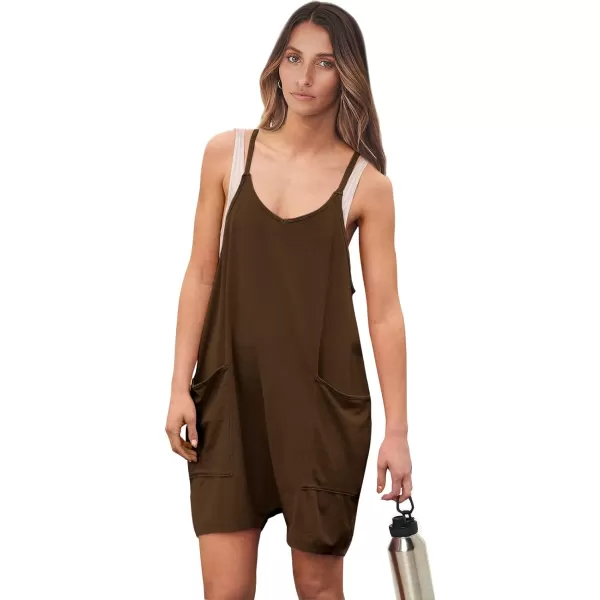imageANRABESS Womens Summer Casual Sleeveless Rompers Loose Spaghetti Strap Shorts Overalls Jumpsuit with Pockets13coffee