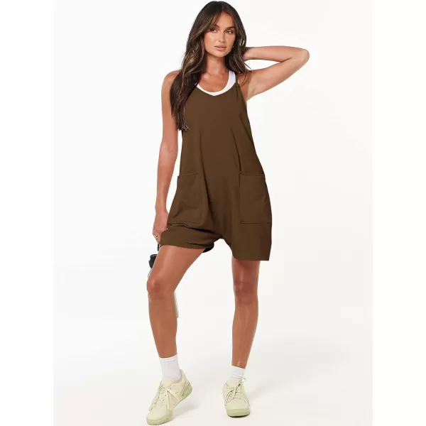 imageANRABESS Womens Summer Casual Sleeveless Rompers Loose Spaghetti Strap Shorts Overalls Jumpsuit with Pockets13coffee
