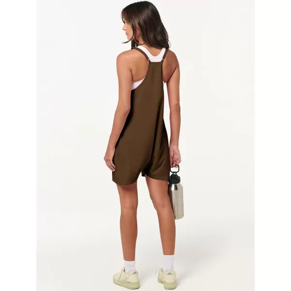 imageANRABESS Womens Summer Casual Sleeveless Rompers Loose Spaghetti Strap Shorts Overalls Jumpsuit with Pockets13coffee
