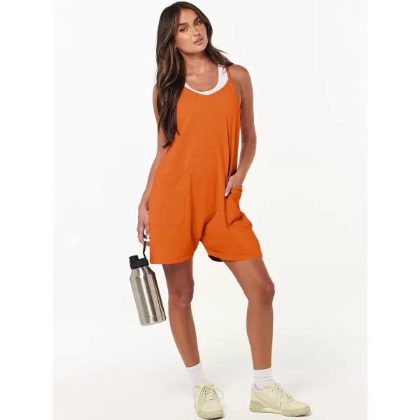 imageANRABESS Womens Summer Casual Sleeveless Rompers Loose Spaghetti Strap Shorts Overalls Jumpsuit with Pockets14orange