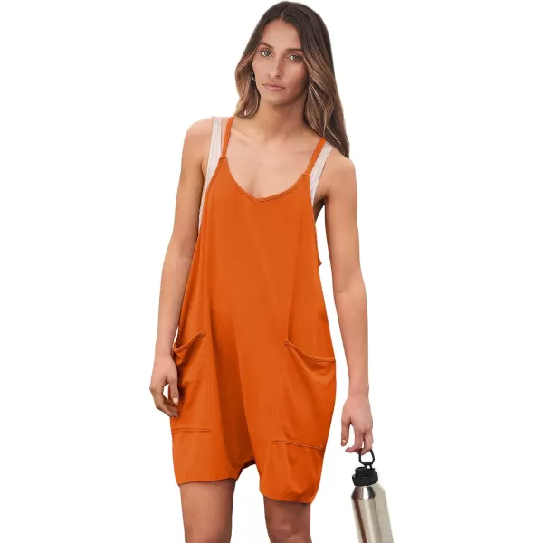 imageANRABESS Womens Summer Casual Sleeveless Rompers Loose Spaghetti Strap Shorts Overalls Jumpsuit with Pockets14orange