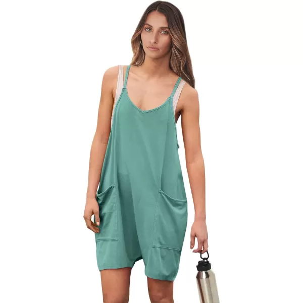imageANRABESS Womens Summer Casual Sleeveless Rompers Loose Spaghetti Strap Shorts Overalls Jumpsuit with Pockets16cyan