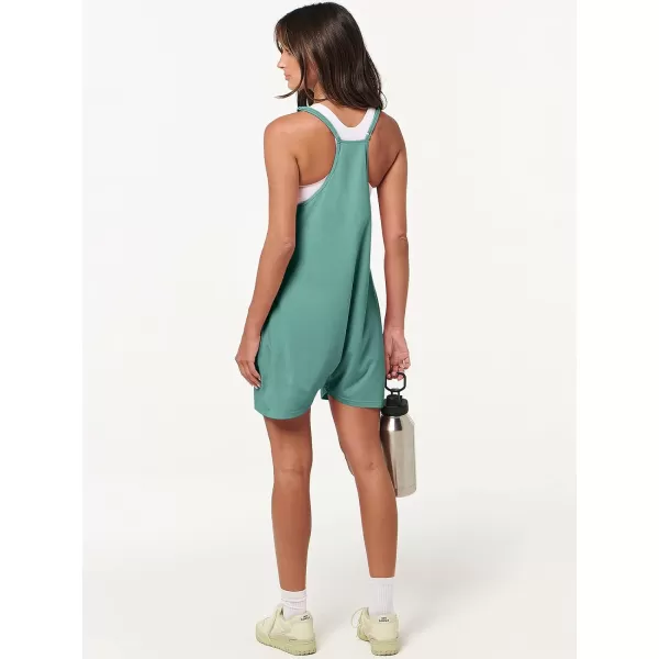 imageANRABESS Womens Summer Casual Sleeveless Rompers Loose Spaghetti Strap Shorts Overalls Jumpsuit with Pockets16cyan
