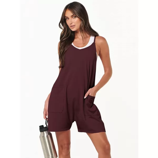 imageANRABESS Womens Summer Casual Sleeveless Rompers Loose Spaghetti Strap Shorts Overalls Jumpsuit with Pockets18burgundy