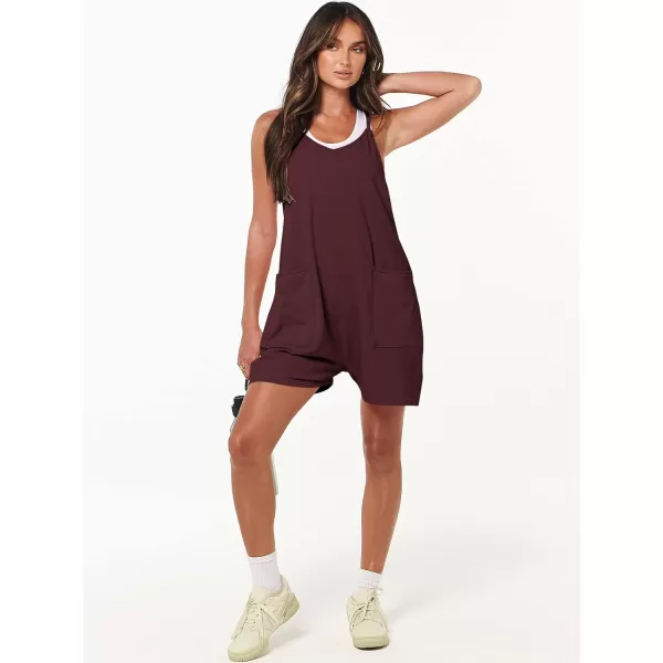 imageANRABESS Womens Summer Casual Sleeveless Rompers Loose Spaghetti Strap Shorts Overalls Jumpsuit with Pockets18burgundy
