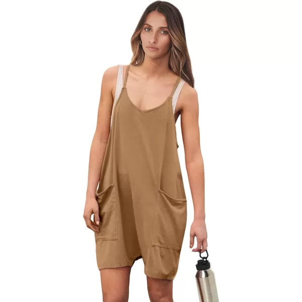 imageANRABESS Womens Summer Casual Sleeveless Rompers Loose Spaghetti Strap Shorts Overalls Jumpsuit with Pockets19brown