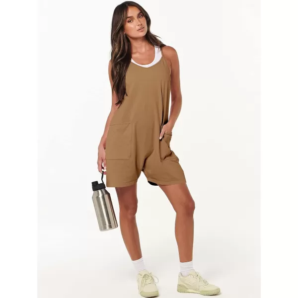 imageANRABESS Womens Summer Casual Sleeveless Rompers Loose Spaghetti Strap Shorts Overalls Jumpsuit with Pockets19brown