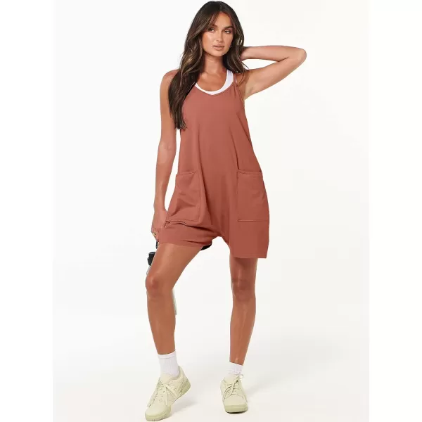 imageANRABESS Womens Summer Casual Sleeveless Rompers Loose Spaghetti Strap Shorts Overalls Jumpsuit with Pockets20rust