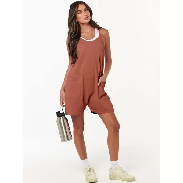 imageANRABESS Womens Summer Casual Sleeveless Rompers Loose Spaghetti Strap Shorts Overalls Jumpsuit with Pockets20rust