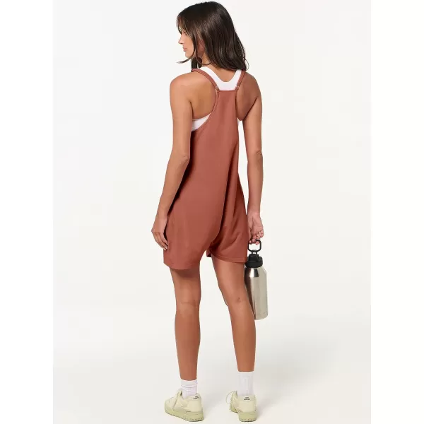 imageANRABESS Womens Summer Casual Sleeveless Rompers Loose Spaghetti Strap Shorts Overalls Jumpsuit with Pockets20rust