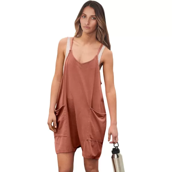 imageANRABESS Womens Summer Casual Sleeveless Rompers Loose Spaghetti Strap Shorts Overalls Jumpsuit with Pockets20rust
