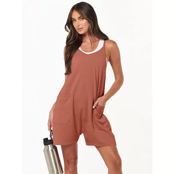 imageANRABESS Womens Summer Casual Sleeveless Rompers Loose Spaghetti Strap Shorts Overalls Jumpsuit with Pockets20rust