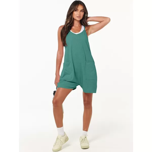 imageANRABESS Womens Summer Casual Sleeveless Rompers Loose Spaghetti Strap Shorts Overalls Jumpsuit with Pockets26lake Green