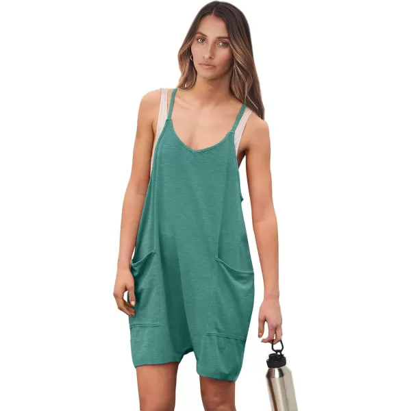 imageANRABESS Womens Summer Casual Sleeveless Rompers Loose Spaghetti Strap Shorts Overalls Jumpsuit with Pockets26lake Green