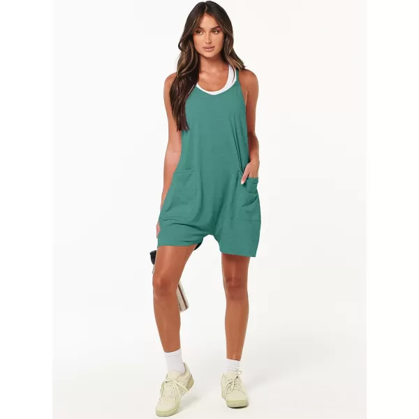 imageANRABESS Womens Summer Casual Sleeveless Rompers Loose Spaghetti Strap Shorts Overalls Jumpsuit with Pockets26lake Green