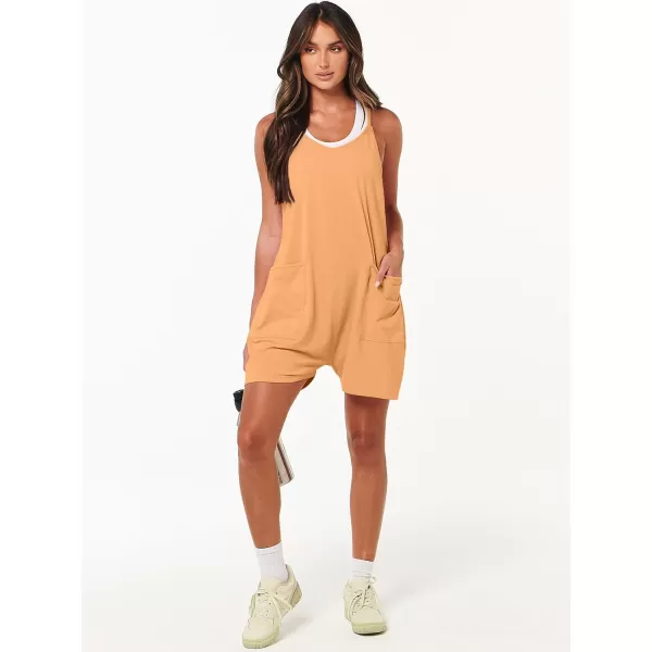 imageANRABESS Womens Summer Casual Sleeveless Rompers Loose Spaghetti Strap Shorts Overalls Jumpsuit with Pockets27light Orange