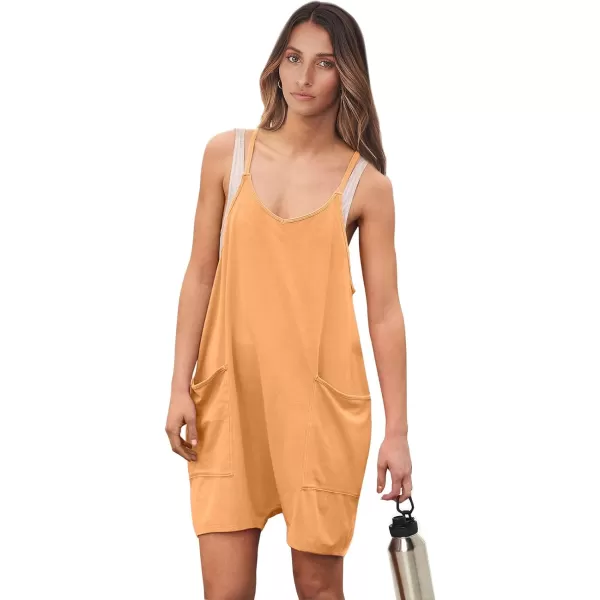 imageANRABESS Womens Summer Casual Sleeveless Rompers Loose Spaghetti Strap Shorts Overalls Jumpsuit with Pockets27light Orange