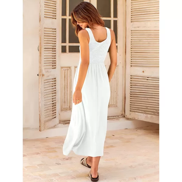 imageANRABESS Womens Summer Casual Sleeveless Scoop Neck Smocked Boho Beach Midi Dress with PocketsWhite