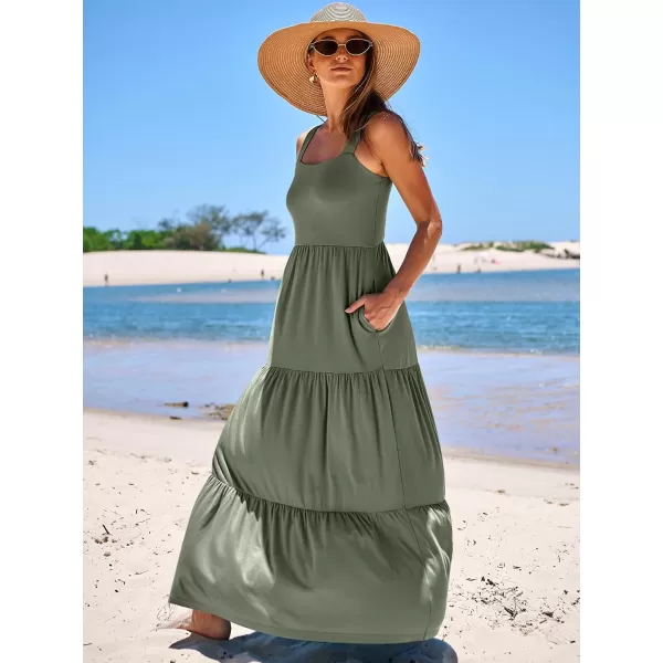 imageANRABESS Womens Summer Casual Sleeveless Square Neck Swing Dresses Flowy Tiered Long Maxi Beach Sun Dress with Pockets03 Olive