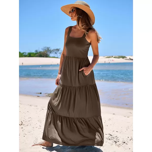imageANRABESS Womens Summer Casual Sleeveless Square Neck Swing Dresses Flowy Tiered Long Maxi Beach Sun Dress with Pockets04 Coffee