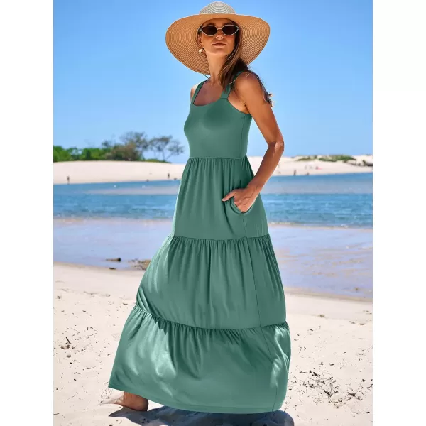 imageANRABESS Womens Summer Casual Sleeveless Square Neck Swing Dresses Flowy Tiered Long Maxi Beach Sun Dress with PocketsGrass