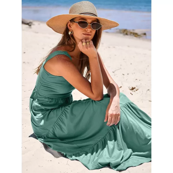 imageANRABESS Womens Summer Casual Sleeveless Square Neck Swing Dresses Flowy Tiered Long Maxi Beach Sun Dress with PocketsGrass