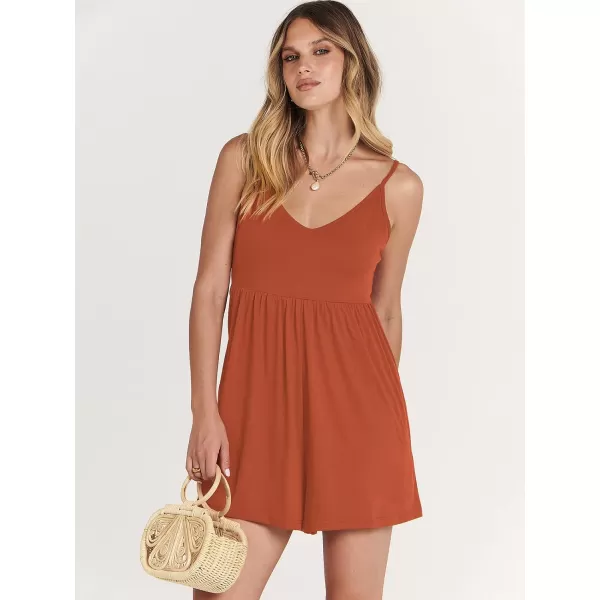 imageANRABESS Womens Summer Casual Sleeveless V Neck Beach Rompers Loose Spaghetti Strap Shorts Jumpsuit with Pockets04orange
