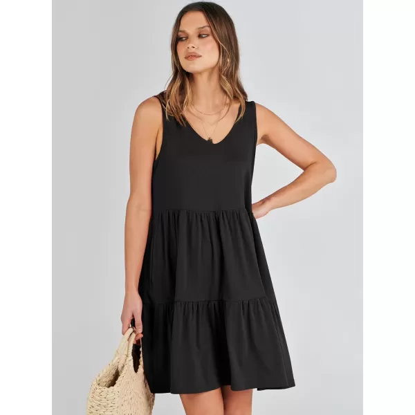 imageANRABESS Womens Summer Casual Sleeveless V Neck Mini Dresses Flowy Tiered Swing Beach SundressBlack
