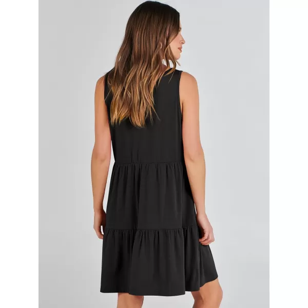 imageANRABESS Womens Summer Casual Sleeveless V Neck Mini Dresses Flowy Tiered Swing Beach SundressBlack