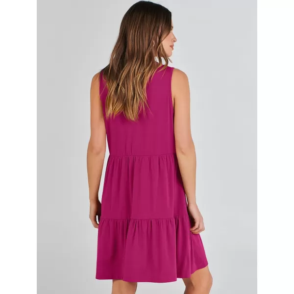imageANRABESS Womens Summer Casual Sleeveless V Neck Mini Dresses Flowy Tiered Swing Beach SundressRose