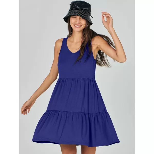 imageANRABESS Womens Summer Casual Sleeveless V Neck Mini Dresses Flowy Tiered Swing Beach SundressRoyal Blue