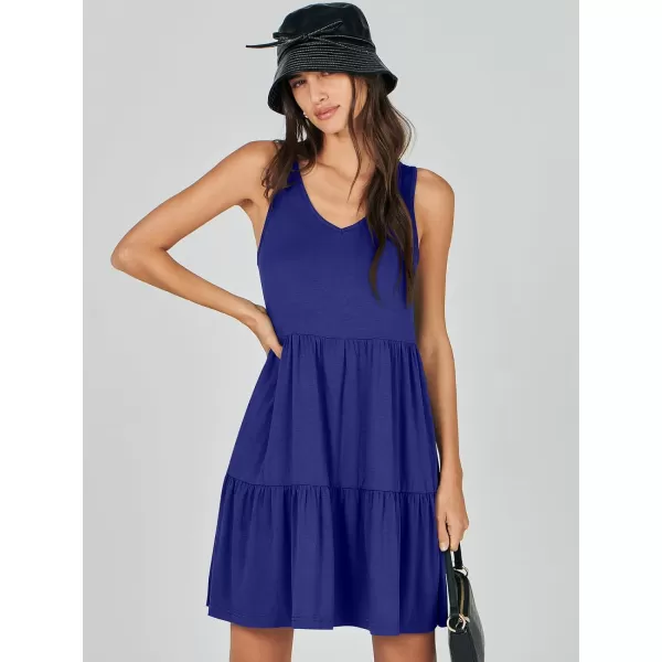 imageANRABESS Womens Summer Casual Sleeveless V Neck Mini Dresses Flowy Tiered Swing Beach SundressRoyal Blue