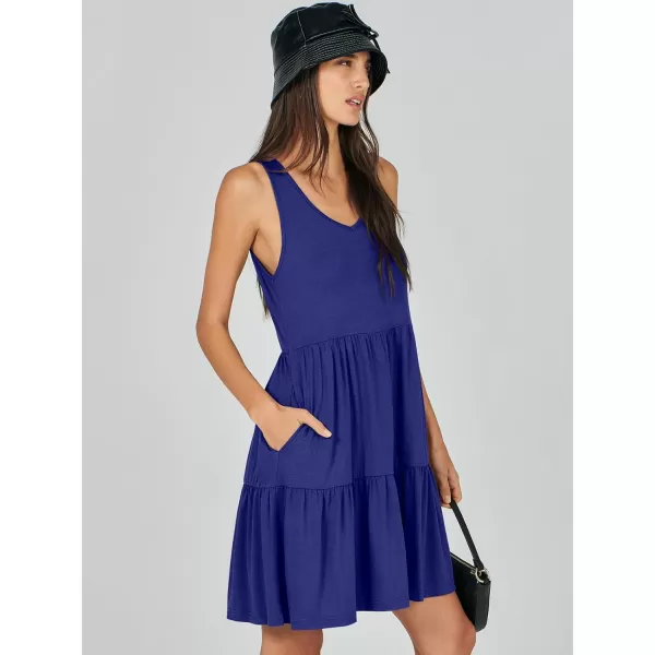 imageANRABESS Womens Summer Casual Sleeveless V Neck Mini Dresses Flowy Tiered Swing Beach SundressRoyal Blue