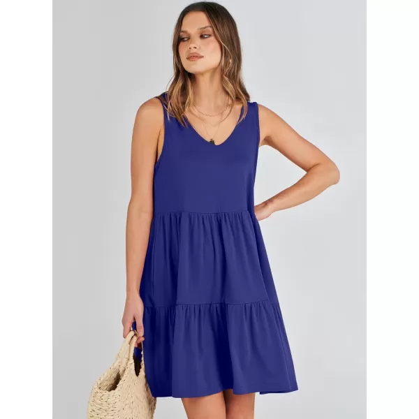 imageANRABESS Womens Summer Casual Sleeveless V Neck Mini Dresses Flowy Tiered Swing Beach SundressRoyal Blue