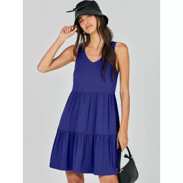 imageANRABESS Womens Summer Casual Sleeveless V Neck Mini Dresses Flowy Tiered Swing Beach SundressRoyal Blue