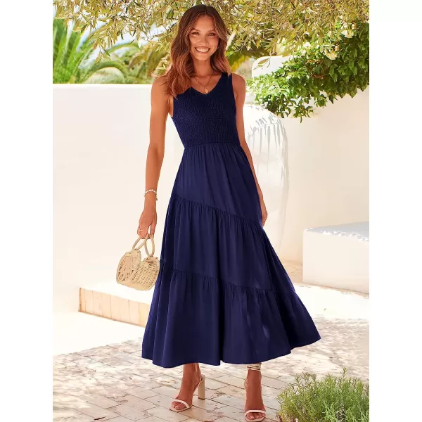 imageANRABESS Womens Summer Casual Sleeveless V Neck Smocked Boho Asymmetric Tiered Beach Long Dress with PocketsBlue