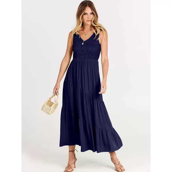 imageANRABESS Womens Summer Casual Sleeveless V Neck Smocked Boho Asymmetric Tiered Beach Long Dress with PocketsBlue