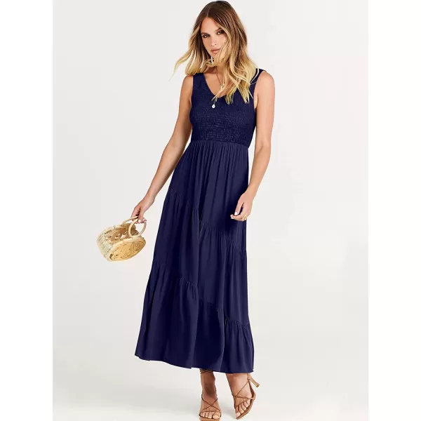 imageANRABESS Womens Summer Casual Sleeveless V Neck Smocked Boho Asymmetric Tiered Beach Long Dress with PocketsBlue