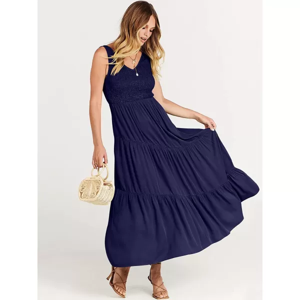 imageANRABESS Womens Summer Casual Sleeveless V Neck Smocked Boho Asymmetric Tiered Beach Long Dress with PocketsBlue