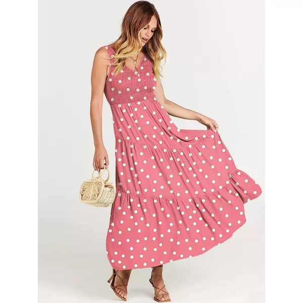 imageANRABESS Womens Summer Casual Sleeveless V Neck Smocked Boho Asymmetric Tiered Beach Long Dress with PocketsDot 01