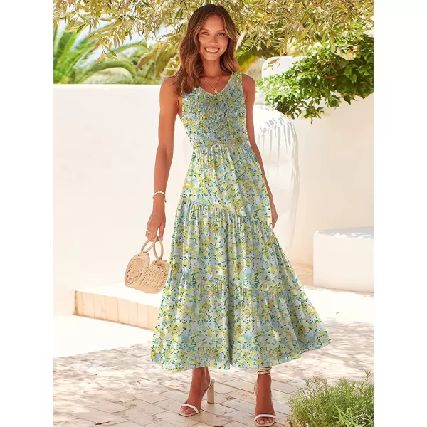 imageANRABESS Womens Summer Casual Sleeveless V Neck Smocked Boho Asymmetric Tiered Beach Long Dress with PocketsFlora 02