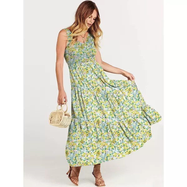 imageANRABESS Womens Summer Casual Sleeveless V Neck Smocked Boho Asymmetric Tiered Beach Long Dress with PocketsFlora 02